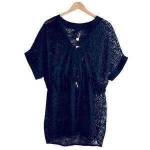 Aqua Blu Australia Luxe Womens S Cover Up Kimono Dress Black Lace‎ Beachy Vacat